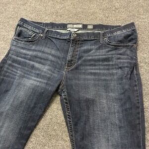 Buckle BKE Jake Bootleg Jeans Mens 48x34 Faded Whiskered Dark Wash Stretch Denim